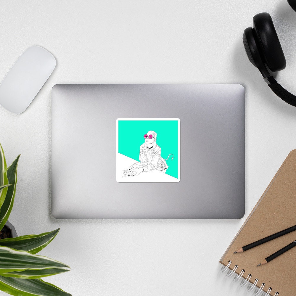 "Teal Devil " Sticker