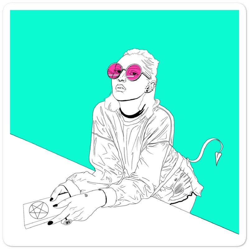 "Teal Devil " Sticker