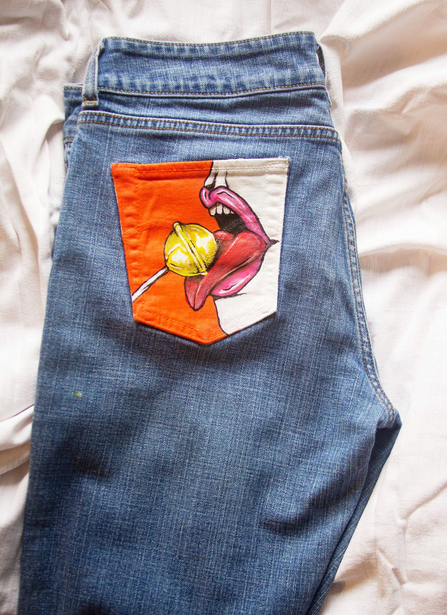 "Yummy" Painted Jeans