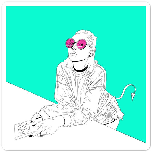 "Teal Devil " Sticker